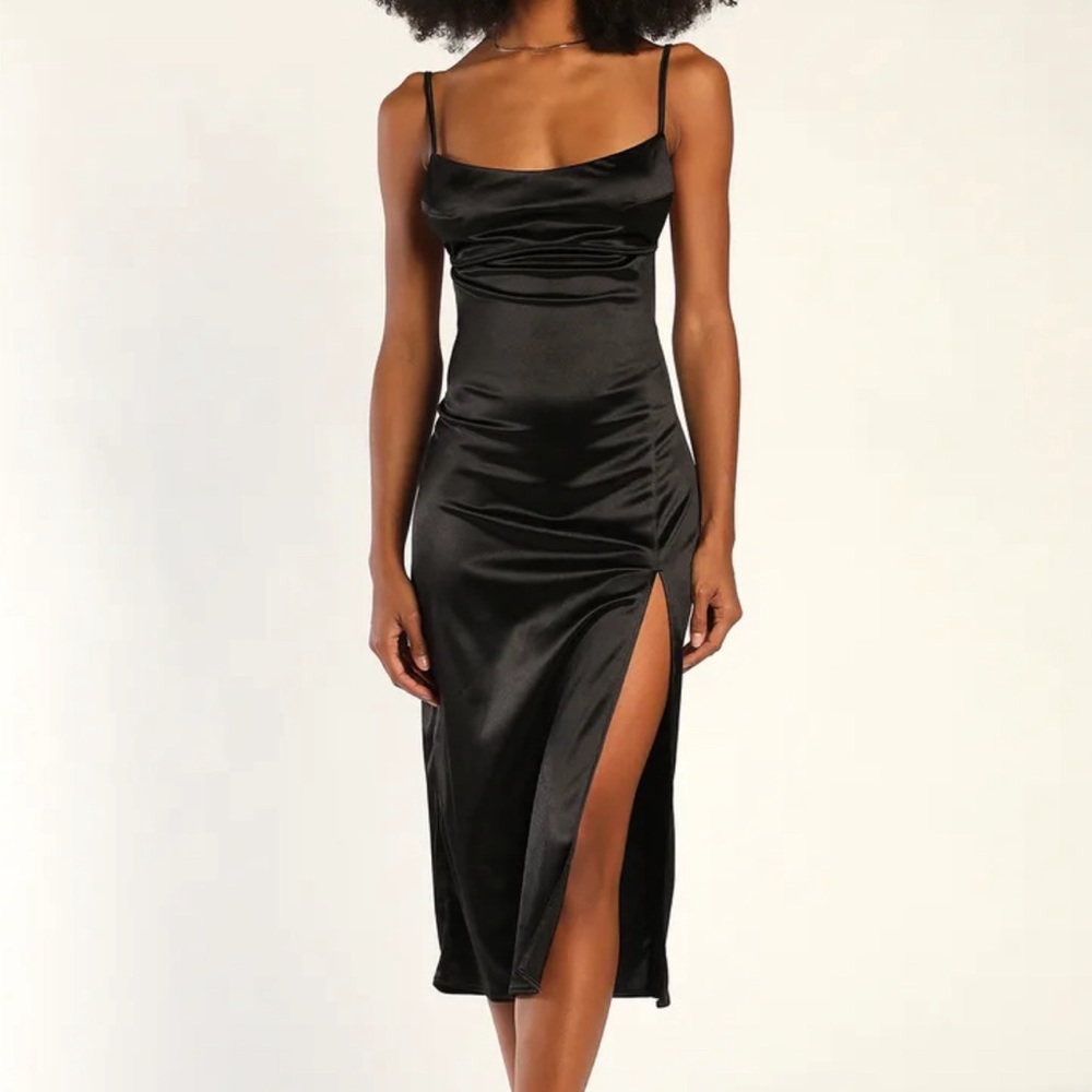 Satin Backless Midi Dress